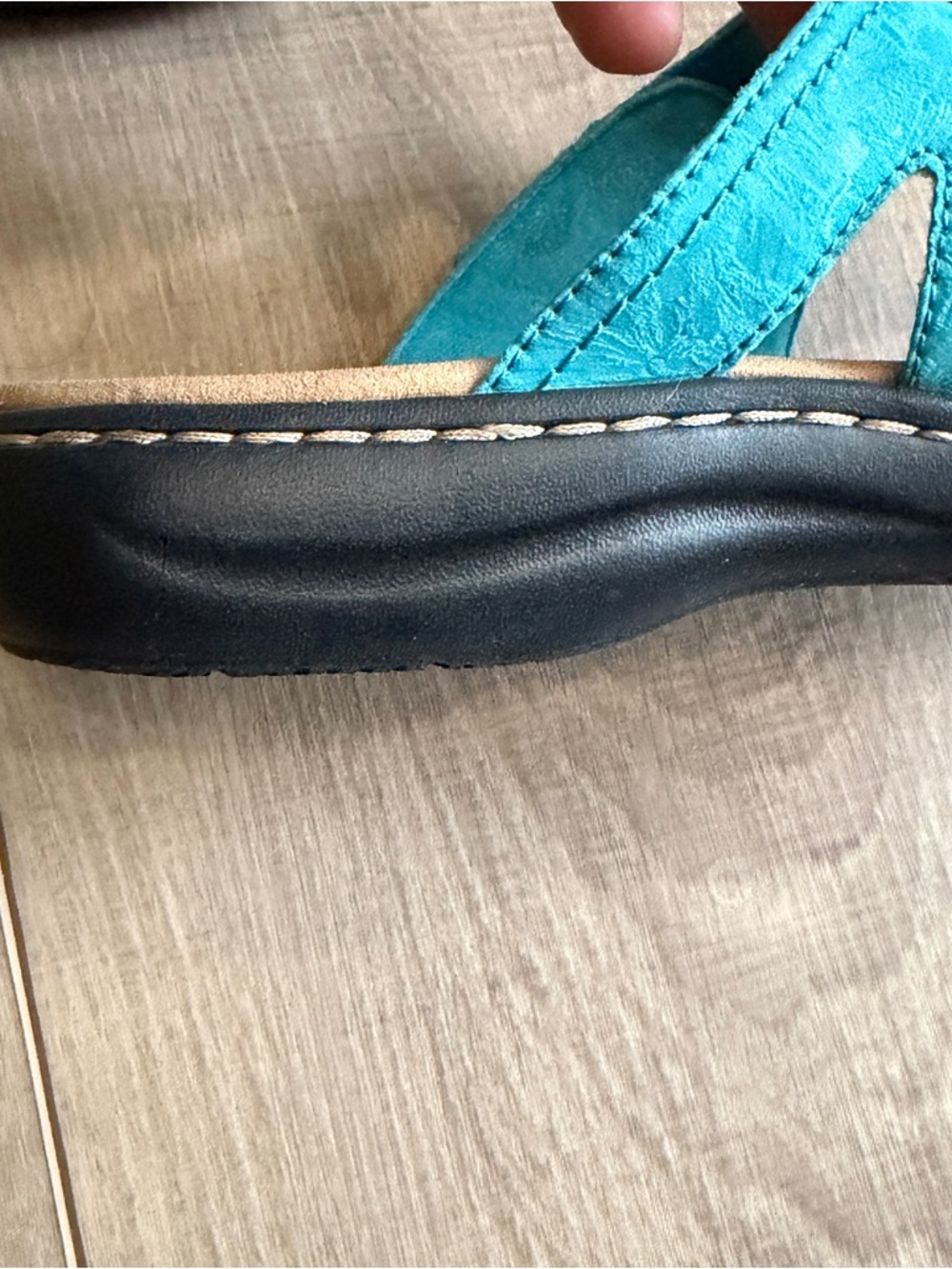 Clarks Laurieann Gema Women’s US 8 Turquoise Leather Adjustable Flat Sandals - Picture 11 of 15